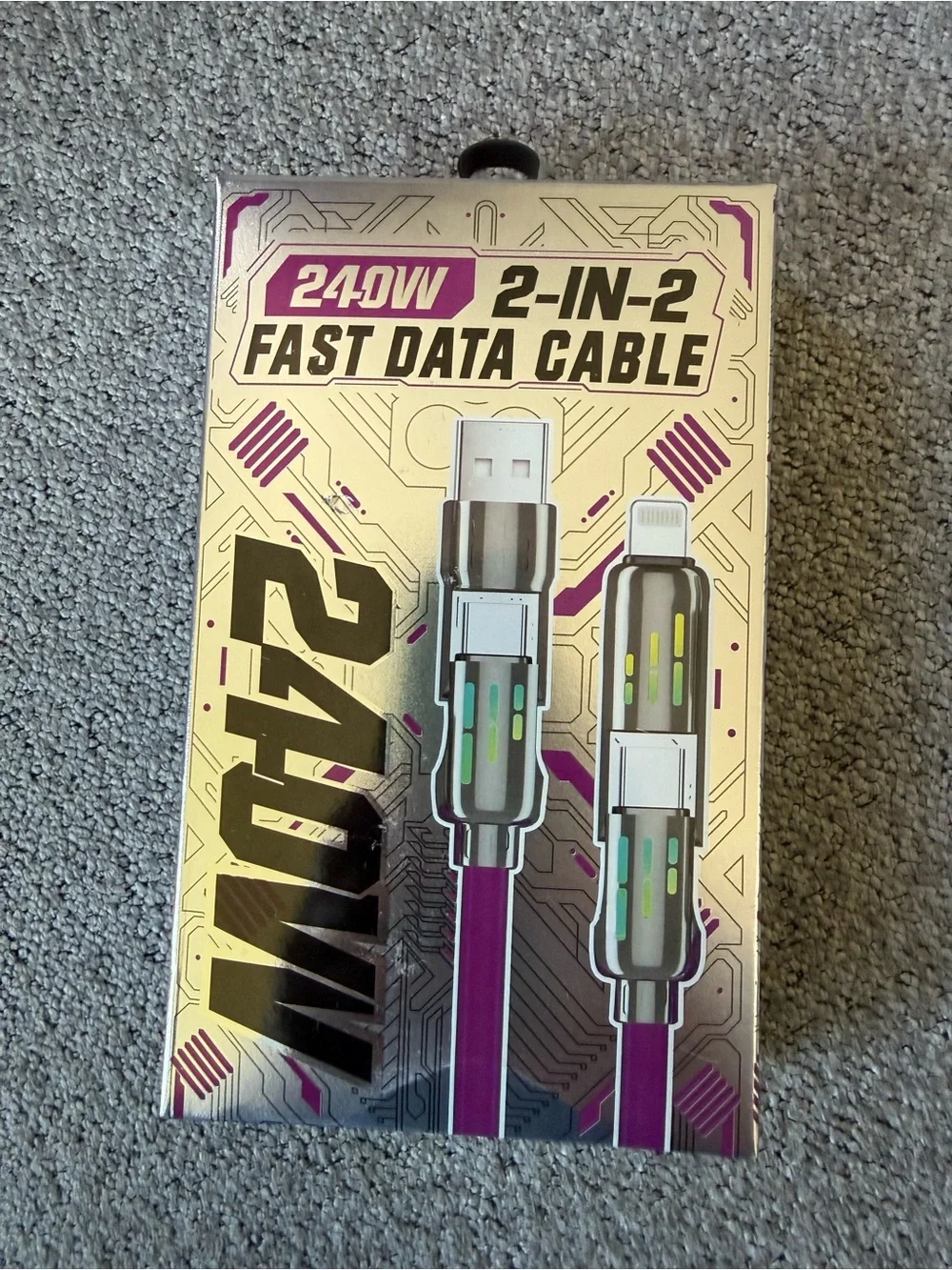 240W 2-in-2 Fast Data Cable - Purple